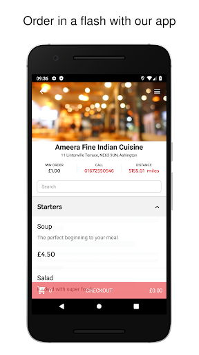 Android application Ameera Fine Indian Cuisine screenshort