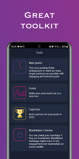 Android application Hashtag AI helper screenshort