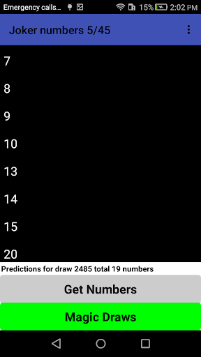 Android application joker lucky numbers screenshort