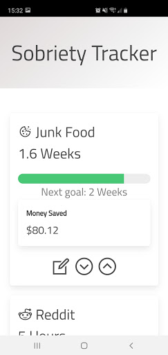 Android application Sobriety Tracker screenshort