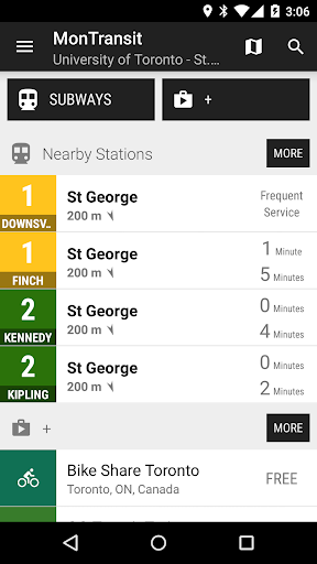 Android application Toronto Subway - MonTransit screenshort
