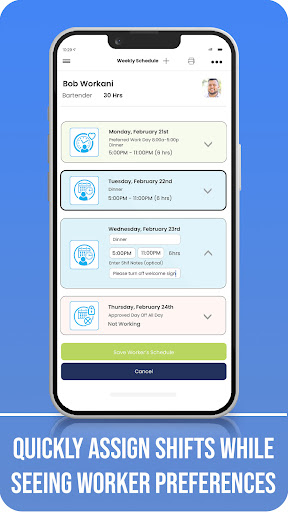 Screenshot of Restaurant Staff Scheduler