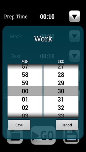 Screenshot of HIIT interval training timer