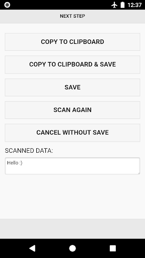 zapQRscanner Screen 2