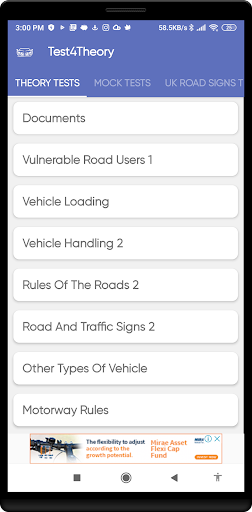 Android application Theory Test App 2024 screenshort