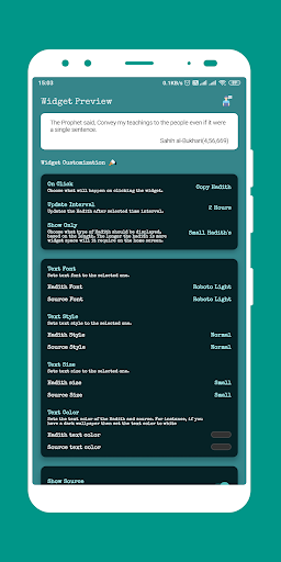 Android application Hadith Widget screenshort
