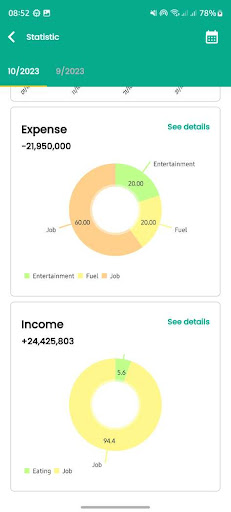 EzMoney : Expense Managment Screen 2