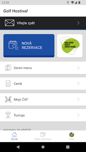 Android application Golf Hostivař screenshort