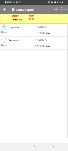 Expense report Screen 3