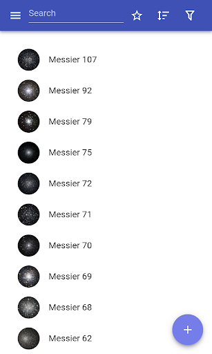 Android application Messier Objects screenshort