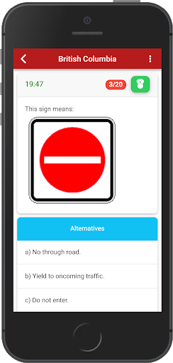 Canadian driving tests 2023 Screen 2
