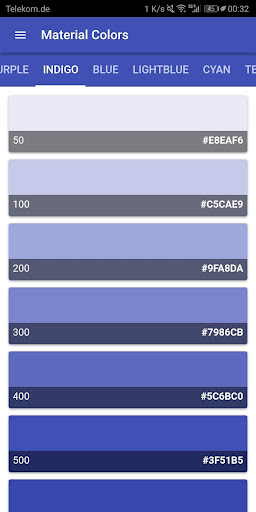 Android application Material Color screenshort
