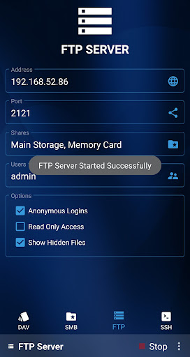 Android application Servers screenshort
