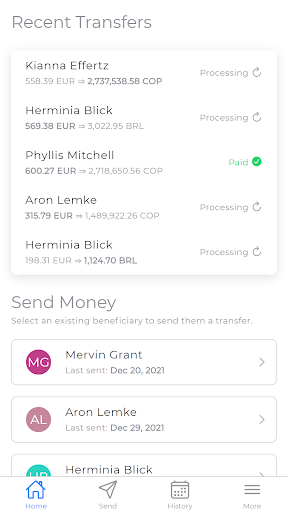 Android application Kori Money Transfer screenshort
