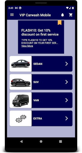 VIP Carwash Mobile Screen 2