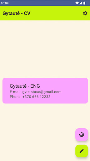 Android application Gytaute - CV screenshort