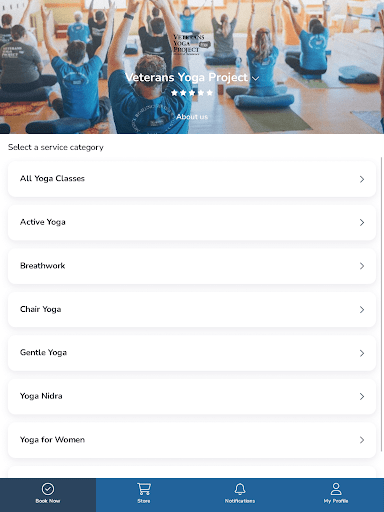 Screenshot of Veterans Yoga Project
