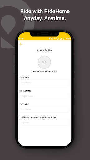 eRideHome-Rideshare Screen 2