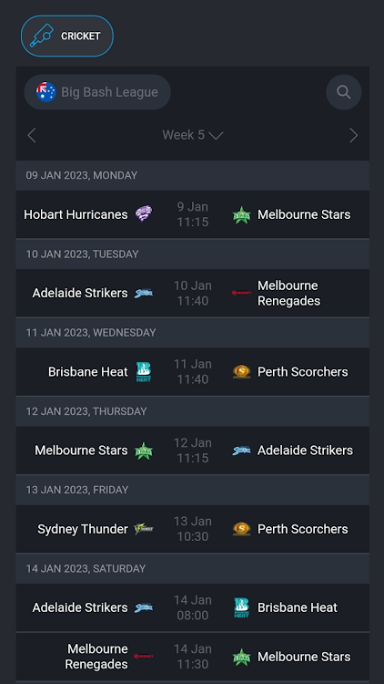 Australia cricket score - 3 - (Android)