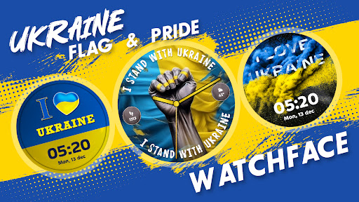 Android application Ukraine Flag & Pride Watchface screenshort