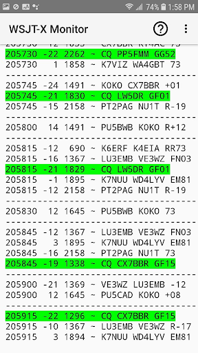 Android application WSJT-X Monitor screenshort