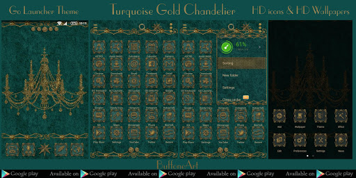 Turquoise Gold Chandelier Cloc Screen 3