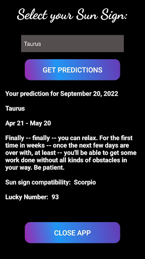 Daily Horoscope Screen 3