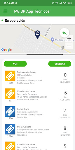 I-WISP App Técnicos Screen 3