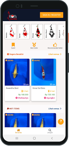 Android application Koi's Auction screenshort
