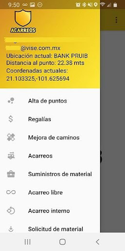 Acarreos VISE Screen 2