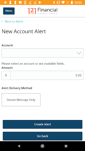 121 Financial - Mobile Banking Screen 3