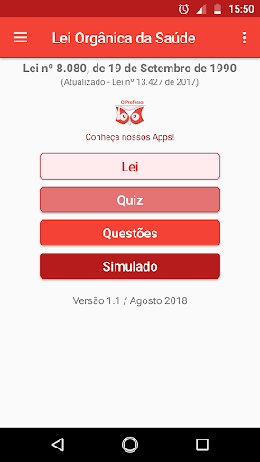 Android application Lei Orgânica da Saúde nº 8080 screenshort