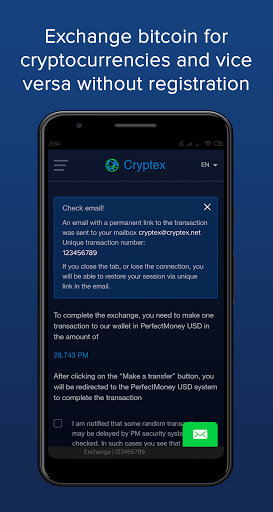 Cryptex Exchange - Buy Bitcoin Screen 2