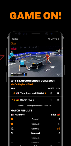 Android application World Table Tennis screenshort