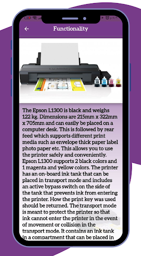 Epson L1300 Printer Guide Screen 2