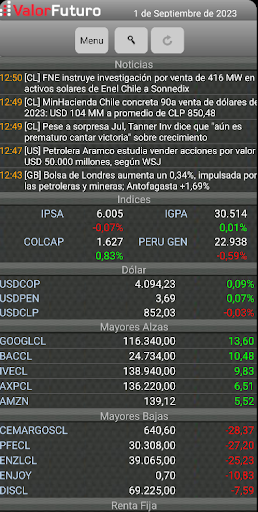 Android application Valor Futuro screenshort