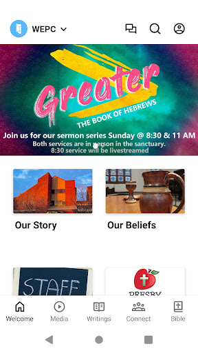 Android application Warsaw Presby Church screenshort