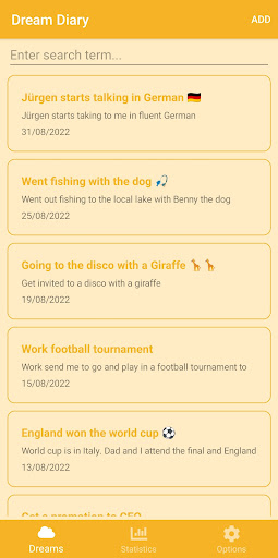 Android application Dream Diary screenshort