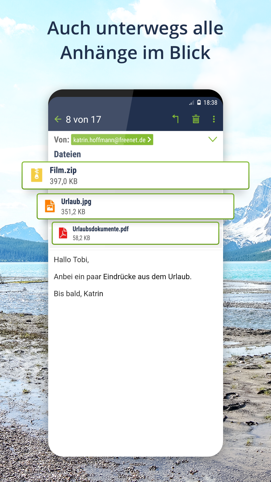 Android application freenet Mail - E-Mail Postfach und Kontakte screenshort