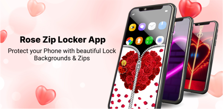 Lock screen zipper pink rose - 4.0 - (Android)