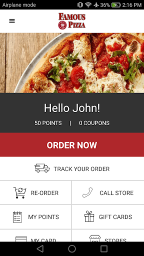 Android application Famous Pizza Bethel screenshort