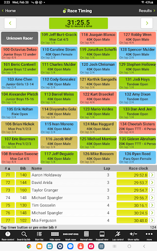 Screenshot of Webscorer Race & Lap Timer