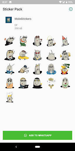 Android application Mole stickers for WhatsApp screenshort