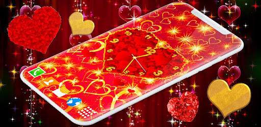 Hearts Love Clock Wallpapers cover