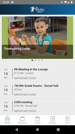 Android application The Wesley School screenshort