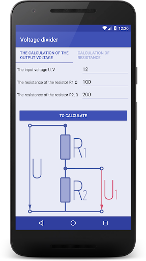 Android application Voltage divider screenshort