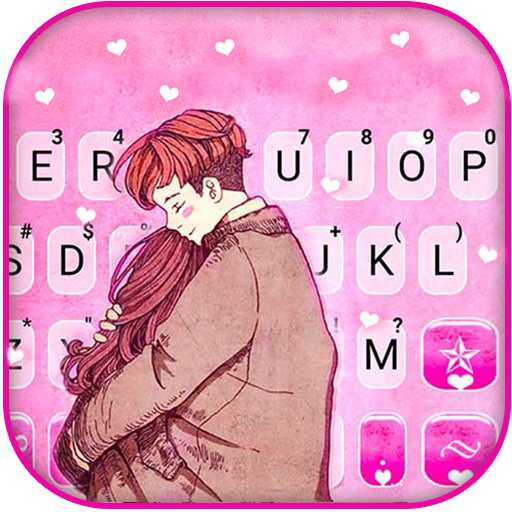 Sweet Couple Hug Keyboard Back logo