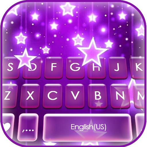 Neon Purple Stars Keyboard Background Laai af op Windows