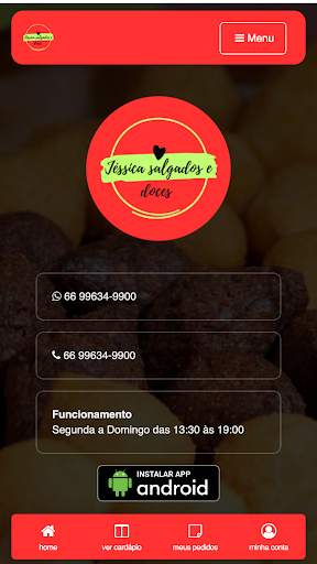 Android application Jéssica Salgados e Doces screenshort