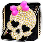 Gold Diamond Skull Pink Bowknot Theme Apk